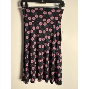 LuLaRoe Azure Skirt Black Pink Blue  A-Line Yoga Waist Knee Length Silky XS NWT